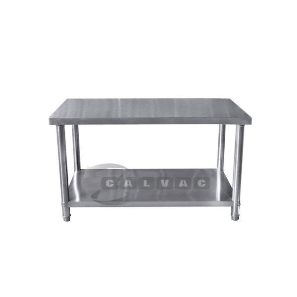 Mesón De Trabajo Central 140x60x85 cm Acero Inox/Patas y Base galv. - CALVAC