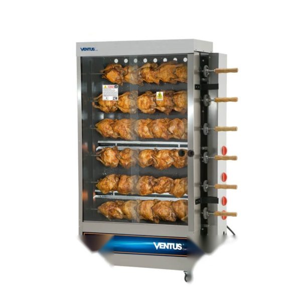 Asadora de Pollos 06 Espadas A Gas 0.36Kw 0.38Kwh/dia 3Quem.Tubulares 113x47x168cm - 100494 PR-634N VENTUS