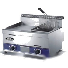 Plancha Churrasquera Electrica Lisa C/Freidora 1Dep 6L S/Mesa 3+2.8Kw 50ºC/300ºC 76x63x46cm HEG-908 - 210908 KFB -ECOBECK