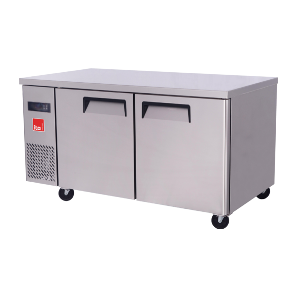 Mesón Refrigerado 2 Ptas 1.50 Mts 370 Lts Ac. Inox - 2.1 Kw/d 0ºC/8ºC 150x75x80 Cm 110182 ITA