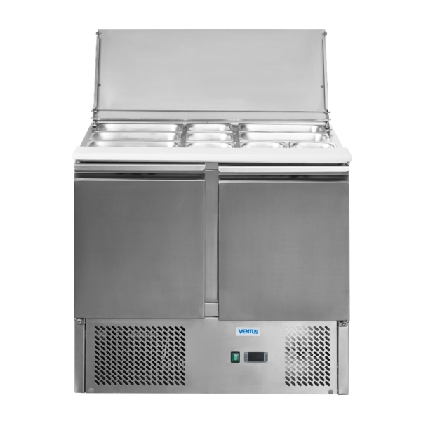Mesón Saladette 2 Ptas Tapa Abatible 240Lts 5Dep GN1/6x10 +5Dep GN1/3x10 2Kw/d 90x70x87 Cm- 100645 VMRSL-380 BENEFIT VENTUS