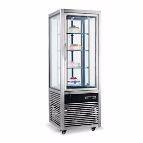 Vitrina Pastelera Vertical 0418 Lts Giratoria 2°C/8°C 0.57 KW 65x60x185cm - PS-300 BOZZO