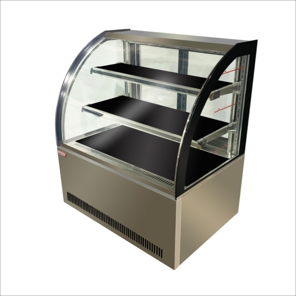 Vitrina Pastelera Curva 1.0 Mts 350L A.Forzado 5.95 Kwh/dia 2°C/8°C 100x70x120cm HKCS1000 MAIGAS