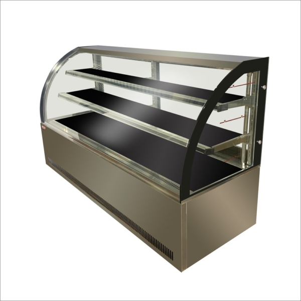 Vitrina Pastelera Curva 2.0 Mts 680L A.Forzado 8.33 Kwh/dia 2°C/8°C 200x70x120cm HKCS2000 MAIGAS